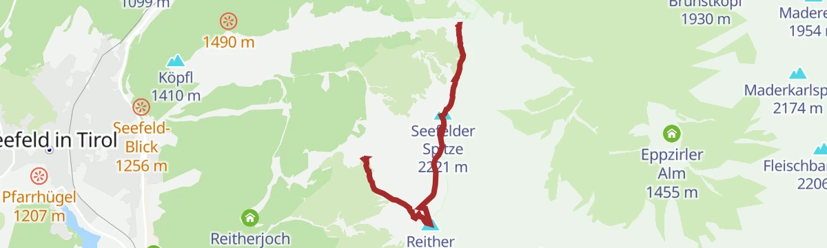 Route map: Haymon-Klettersteig (Reither Spitze 2.374 m)